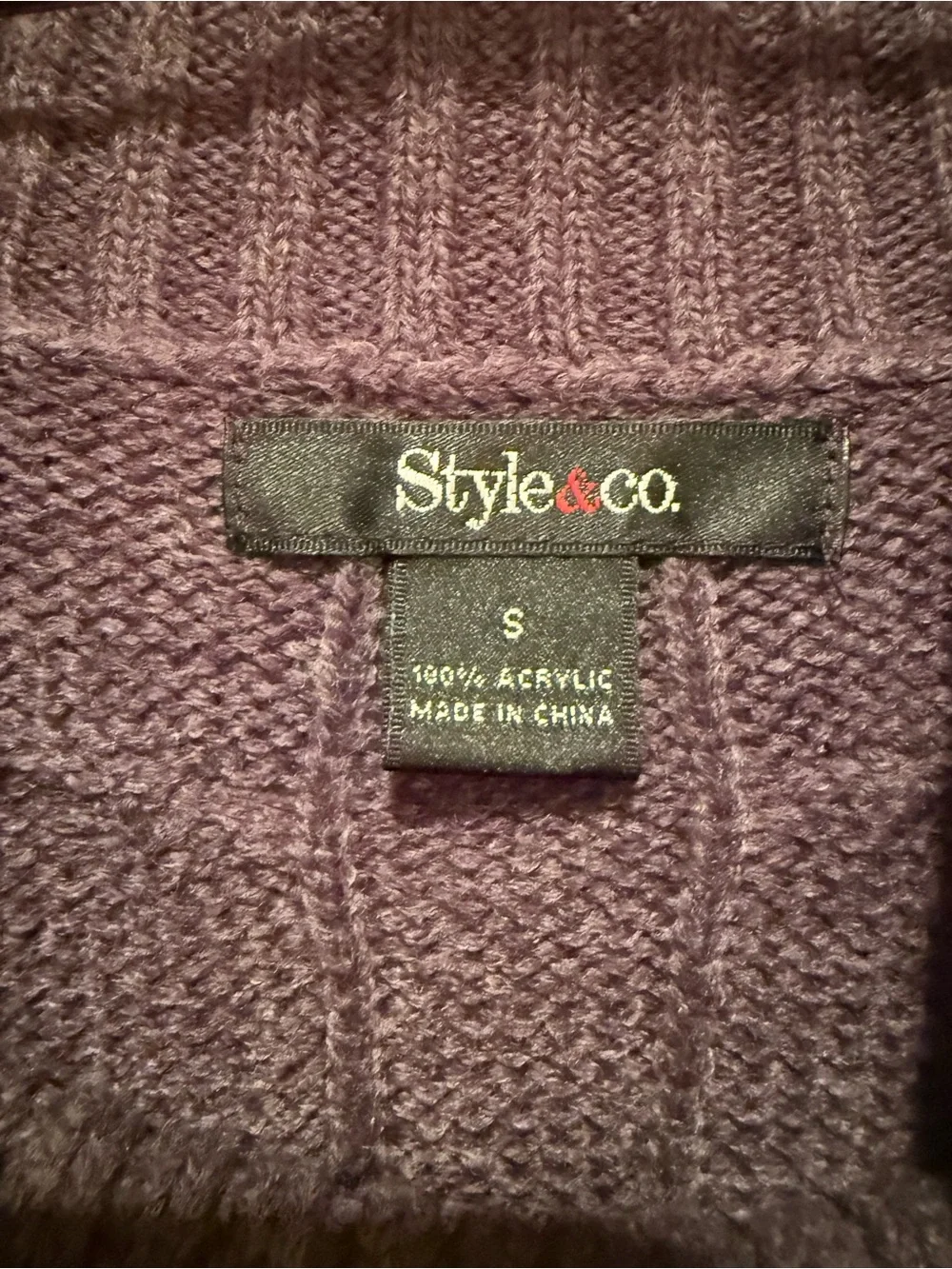 Style & Co. Charcoal Cable Knit Cowl Neck Mini Sweater Dress S